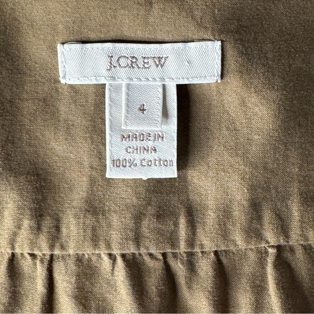 J.Crew Olive Green 100% Cotton Button-Up Women's Top Embroidery Lace Embroidered - Picture 7 of 11